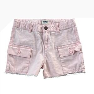 OshKosh B'gosh Girls Pink Cargo Shorts Frayed Hem Size 8 Cotton